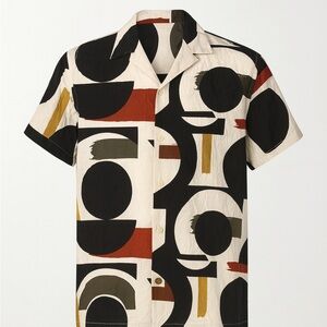 Men's Geometric Print Short Sleeve button down Shirt
